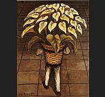 Diego Rivera Man Carrying Calla Lilies painting